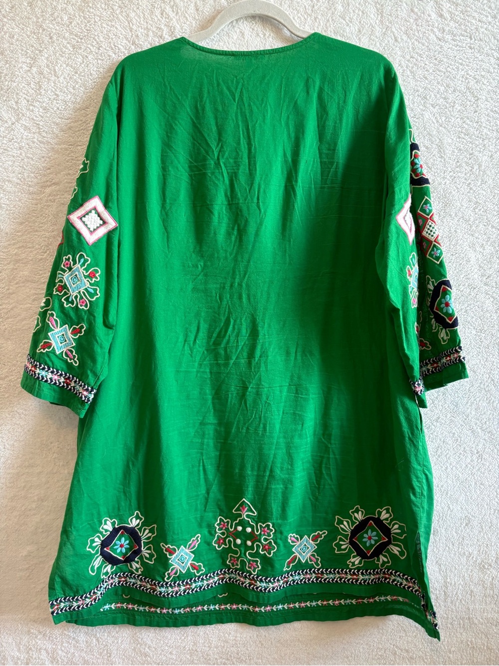 Frances Valentine Green Embroidered Tunic Shift Dress Size 1X - Picture 7 of 12